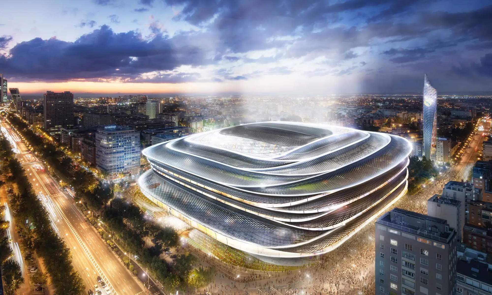 Uno de los diseños de reforma del Santiago Bernabéu que se presentaron.