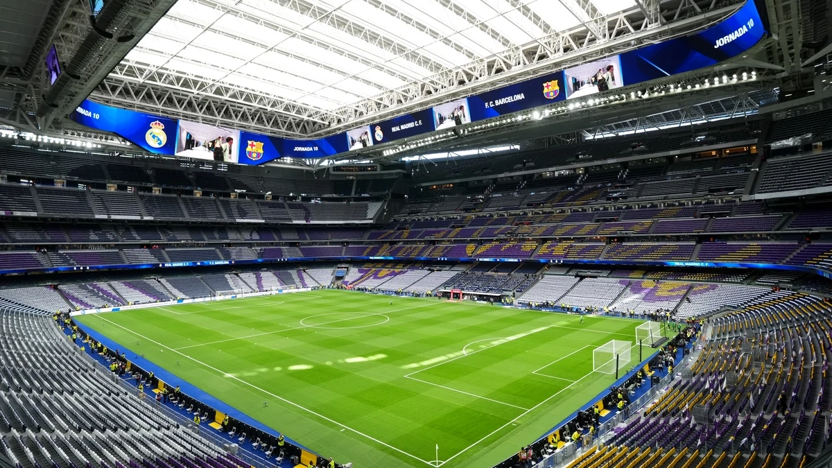 El Santiago Bernabéu preparado para un partido del Real Madrid. 