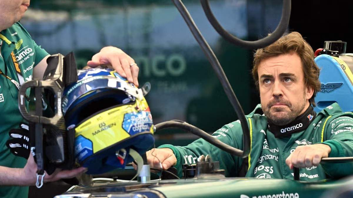 aston martins spanish driver fernando alonso inspects his news photo 1772700978