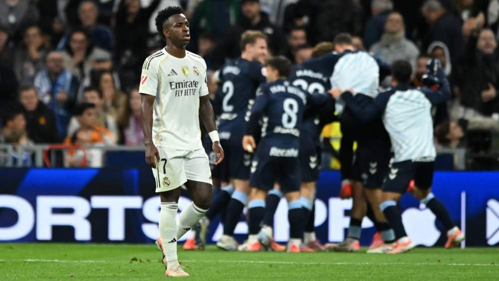 Vinicius Junior, con cara seria, en el partido de ida contra el Celta, que ganó en el Santiago Bernabéu 19 años después.