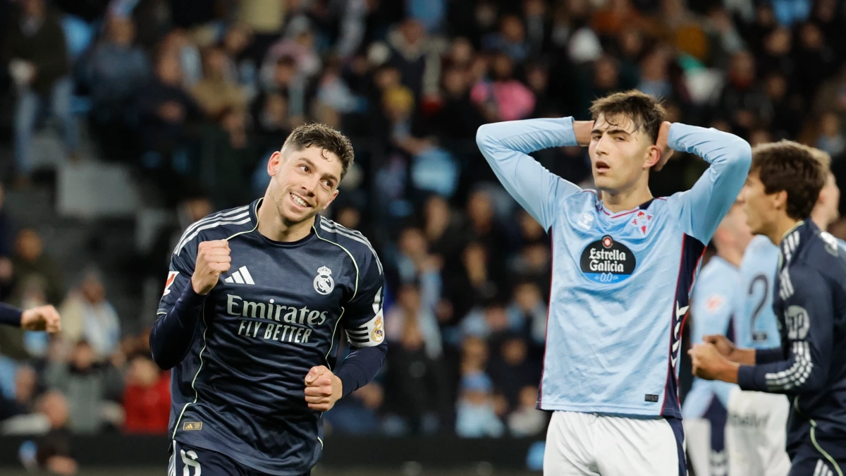 Fede Valverde celebrando el 1-2 que dio la victoria al Real Madrid
