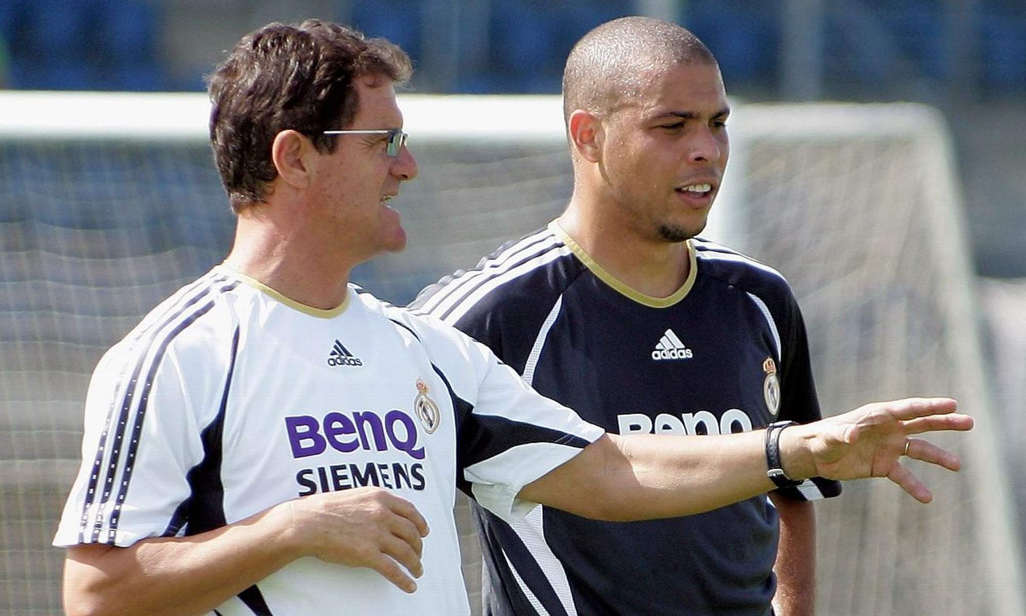 Fabio Capello y Ronaldo Nazario en un entrenamiento del Real Madrid. 