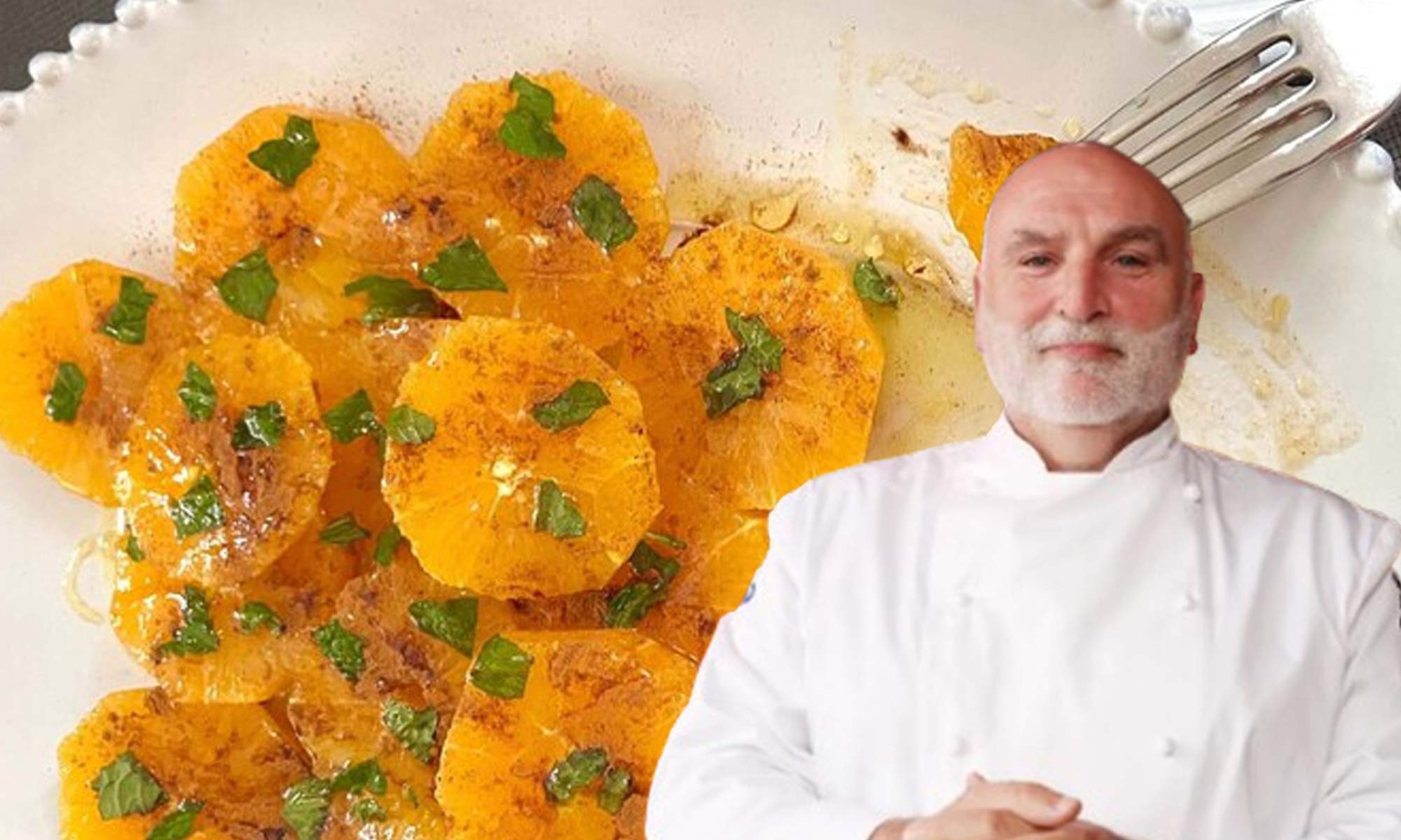 El chef José Andrés y el plato de naranjas con canela, miel y menta
