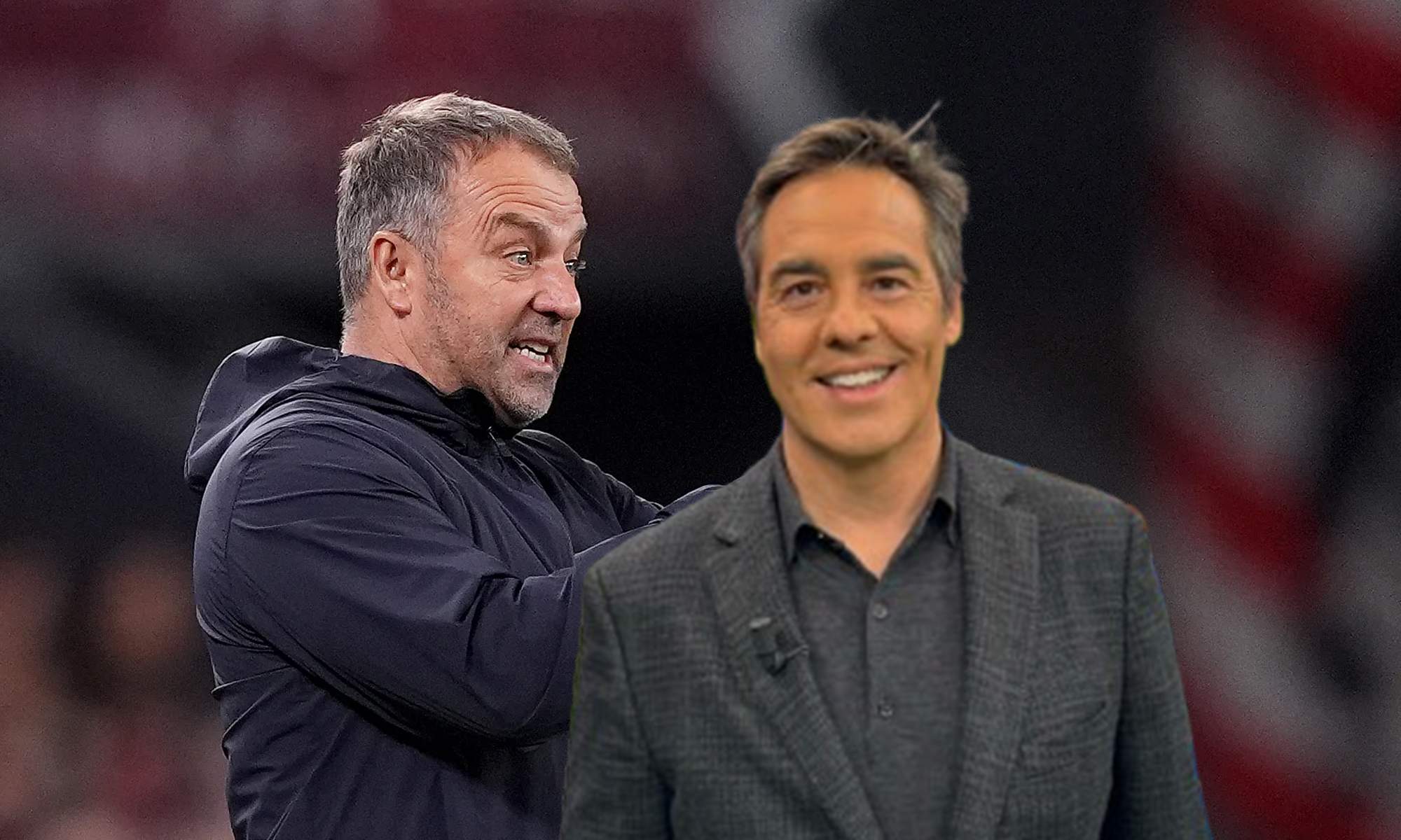 Marçal Lorente y una foto de Hansi Flick, entrenador del Barcelona.