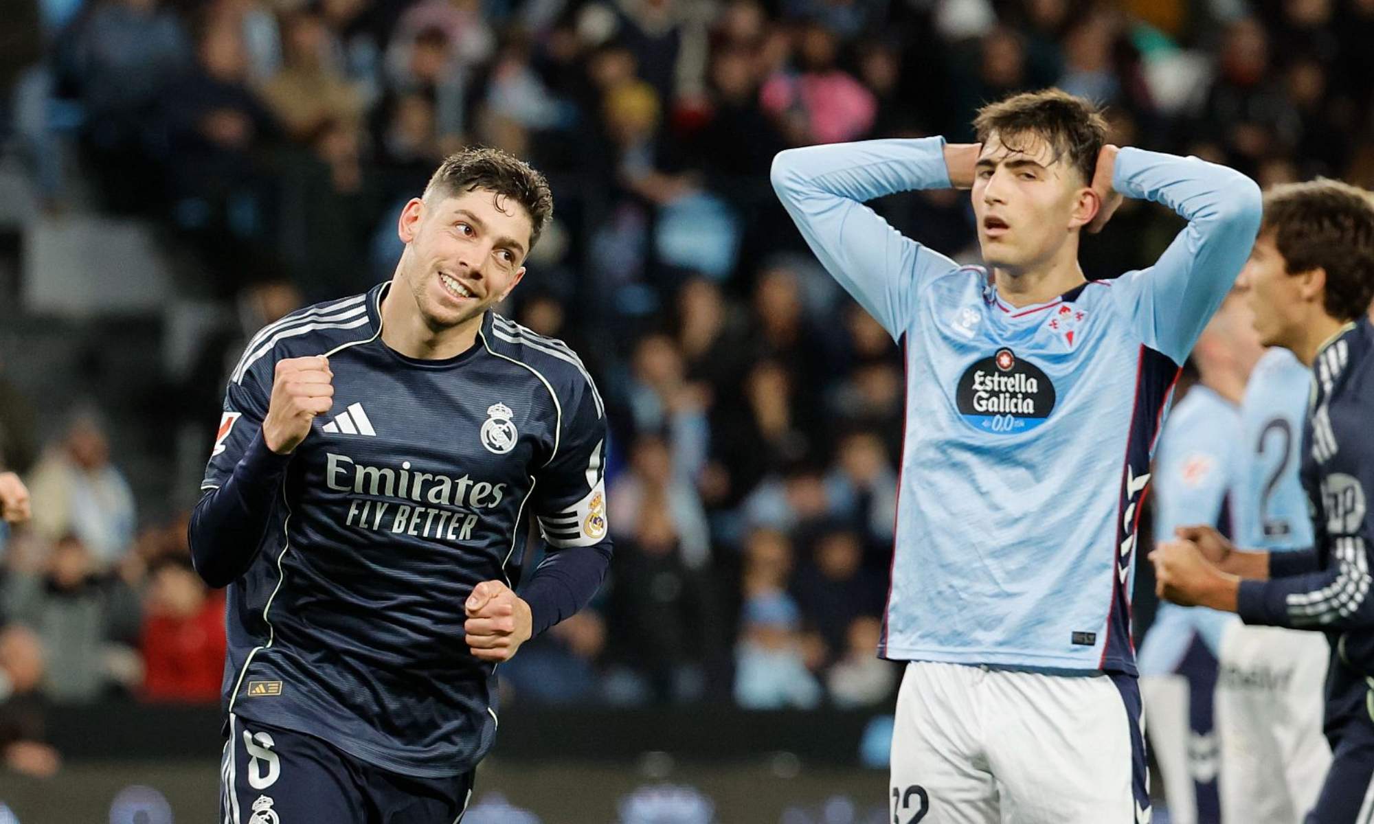 Fede Valverde, celebrando su gol ante el Celta el pasado viernes en Balaídos.