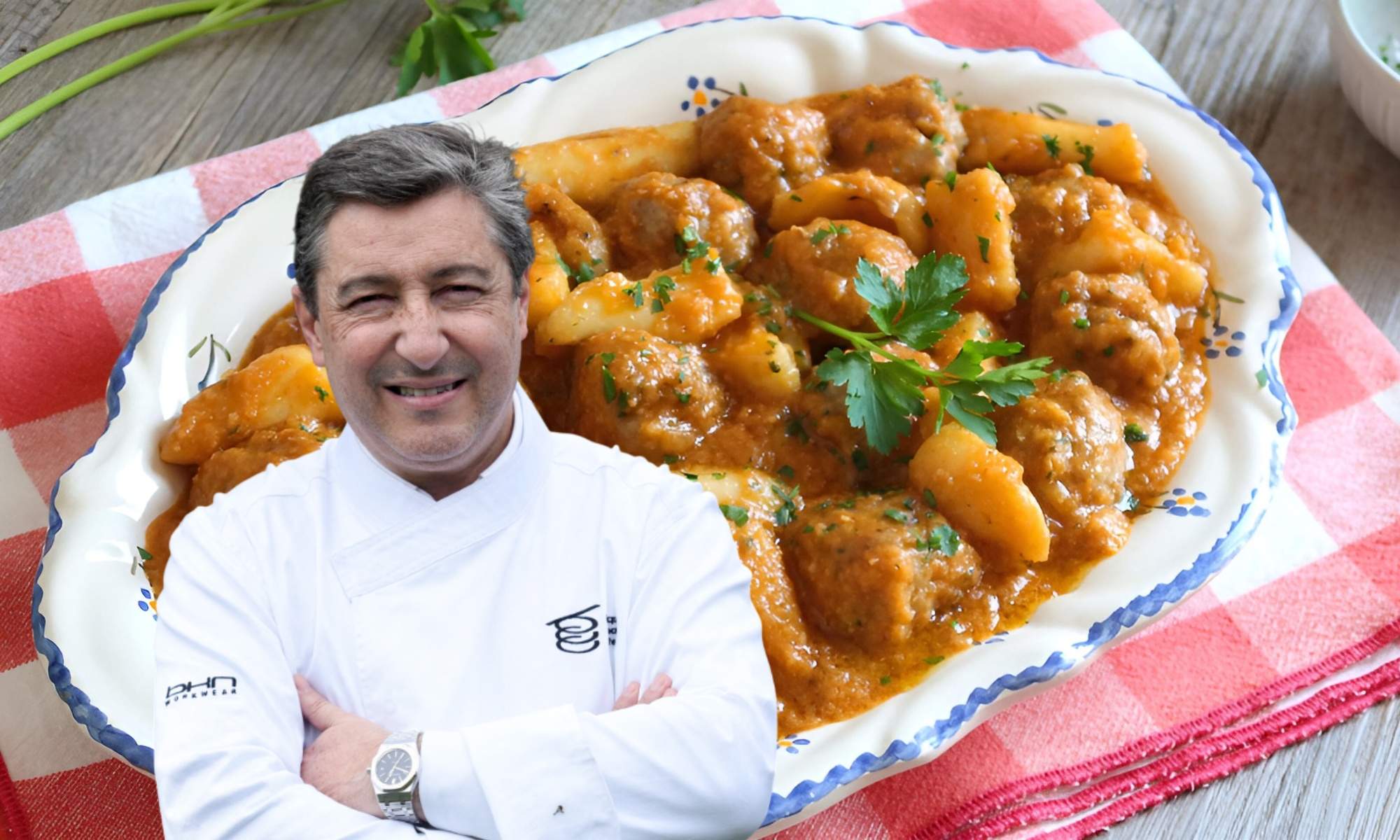 Joan Roca, chef: "Albóndigas con sepia es un plato ideal de mar y montaña, se hace con 500 g de carne picada, 2 cebollas, 2 tomates, guisantes, ajo, huevo, perejil, harina, aceite y agua"