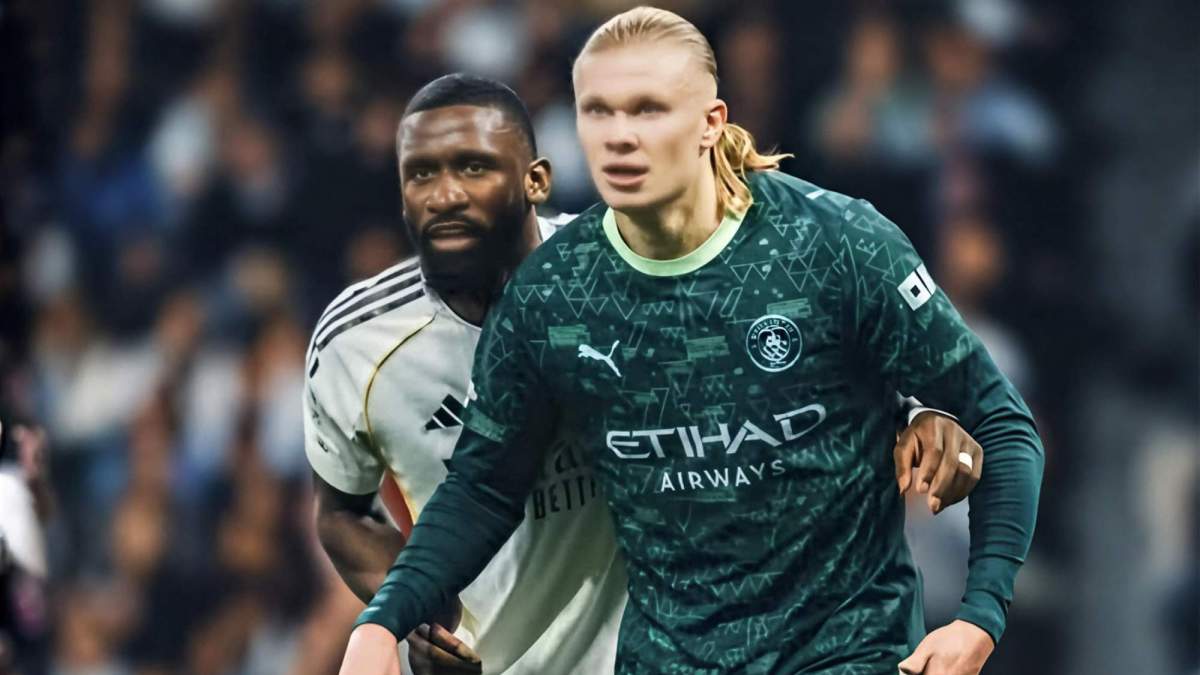 Antonio Rüdiger y Erling Haaland durante el encuentro entre el Real Madrid y el Manchester City.