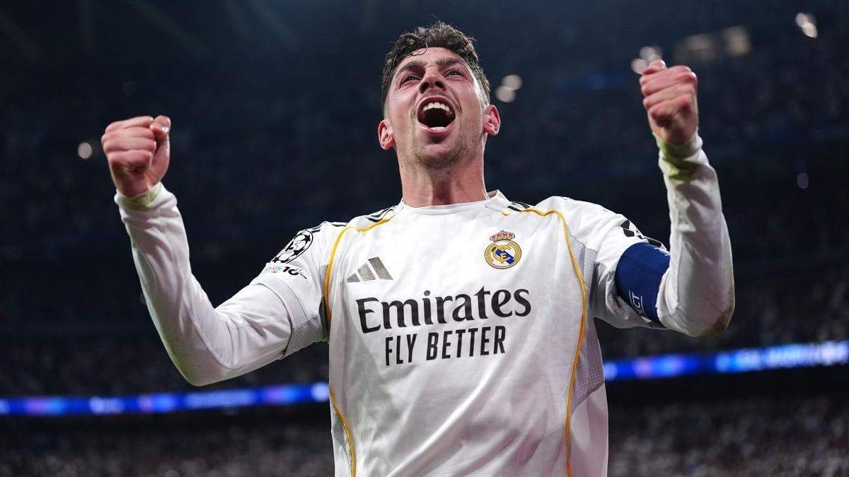 Fede Valverde celebrando uno de sus goles Fede Valverde celebrando uno de sus goles