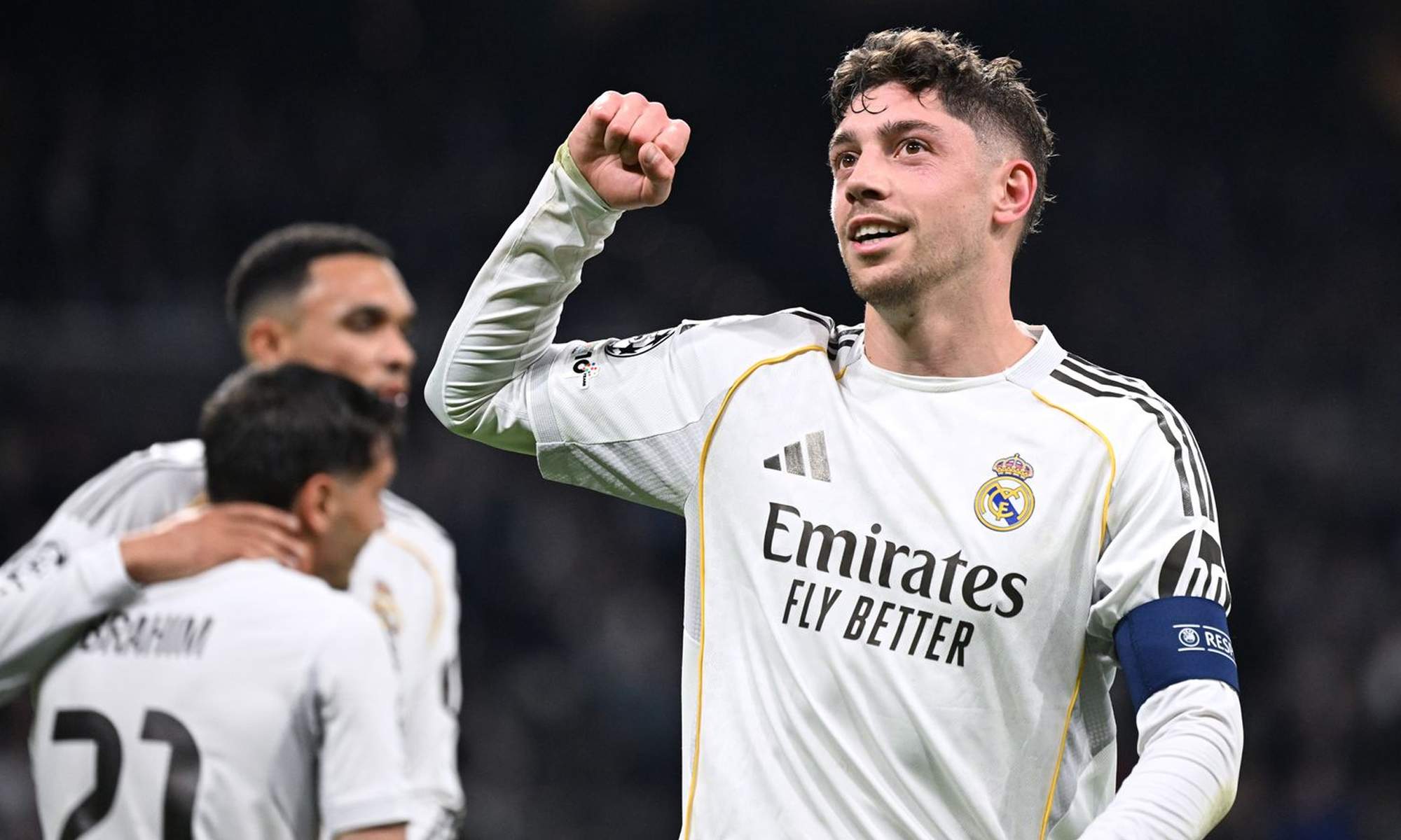 Fede Valverde celebrando uno de sus goles contra el Manchester City.