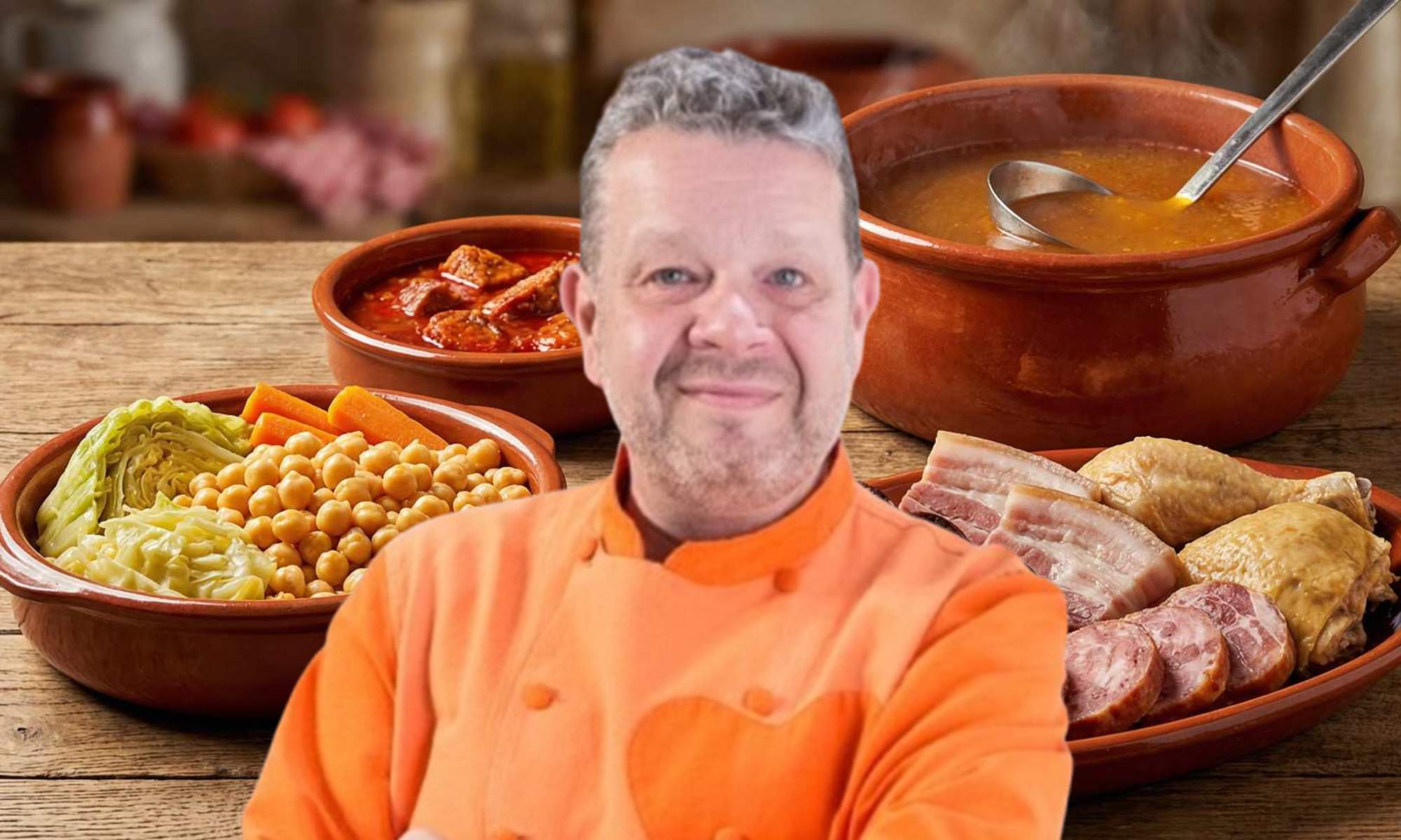 Alberto Chicote y un cocido madrileño. 