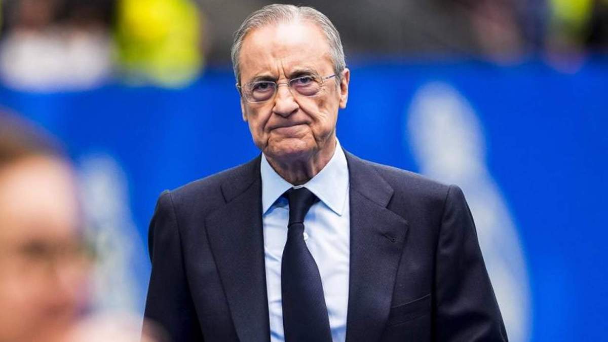 Florentino Pérez durante la presentación de Mbappé