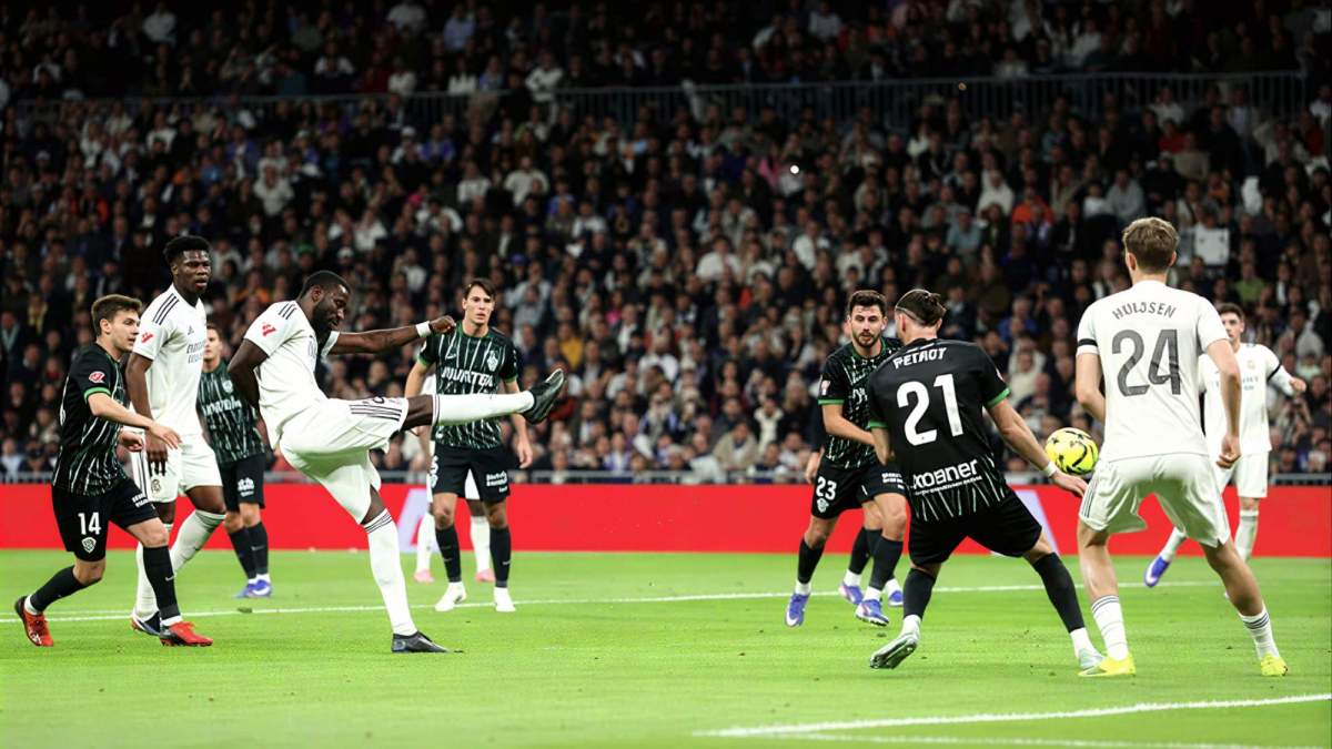 El derechazo de Antonio Rüdiger abrió el marcador en el estadio Santiago Bernabéu.