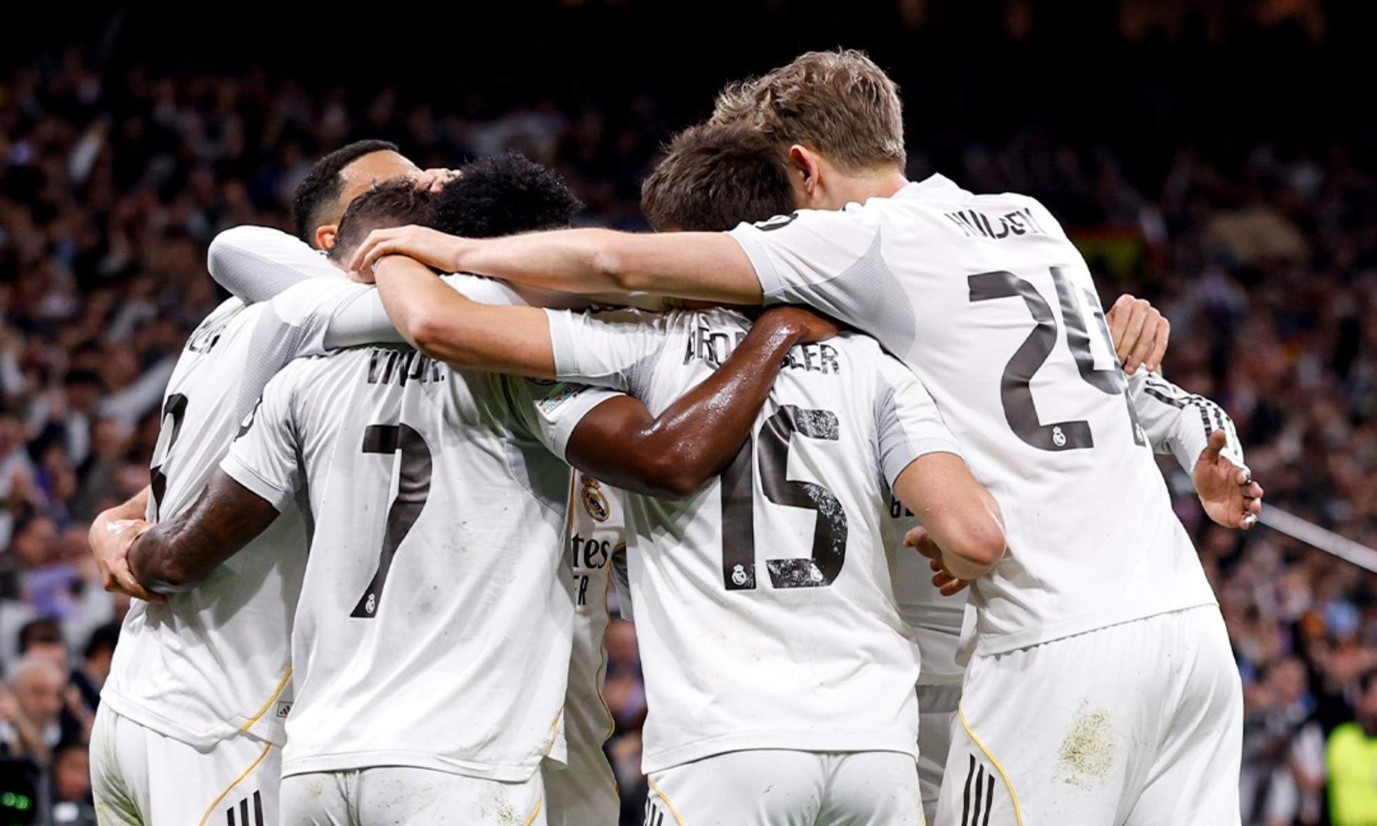 Algunos jugadores del Real Madrid, celebrando uno de los goles de la pasada semana en el partido contra el Manchester City del Santiago Bernabéu.