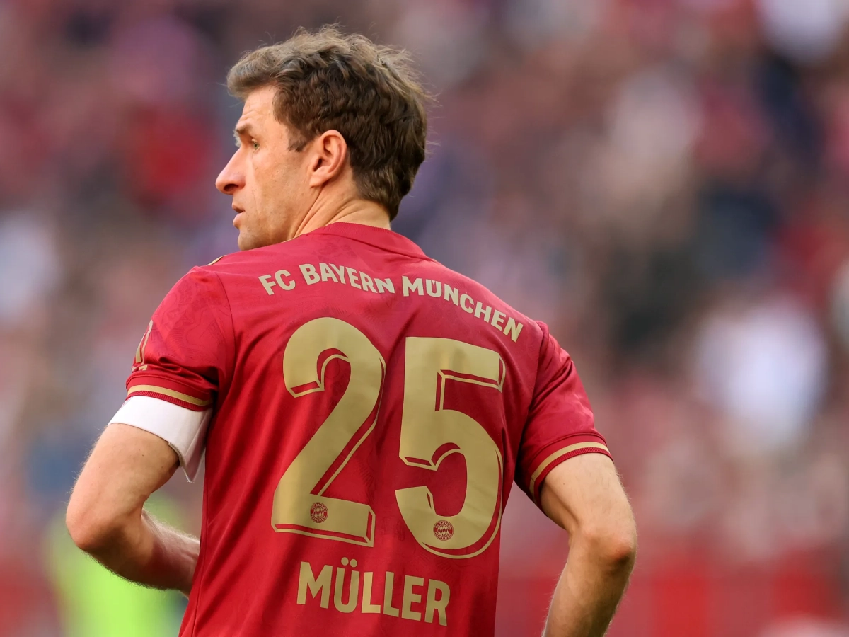 Thomas Müller jugando un partido con el Bayern Múnich.