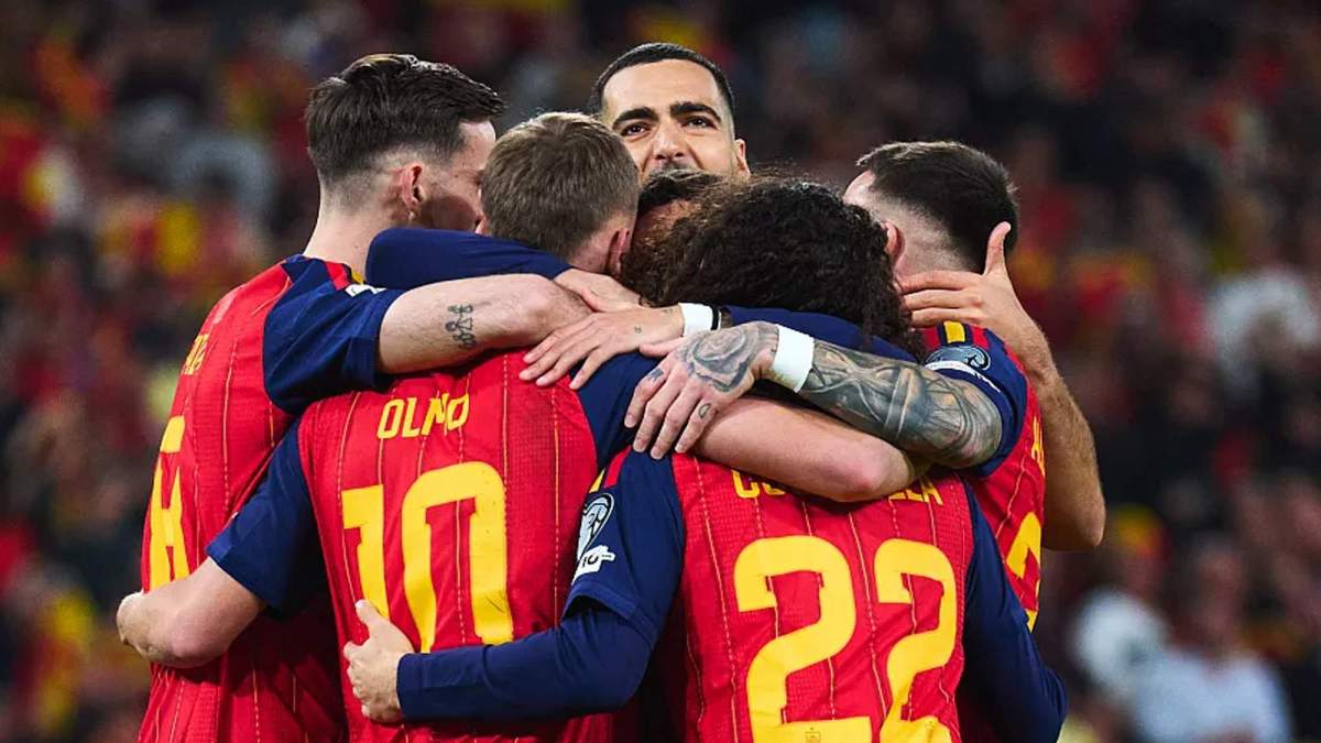 Jugadores de la selección española celebrando un gol. 