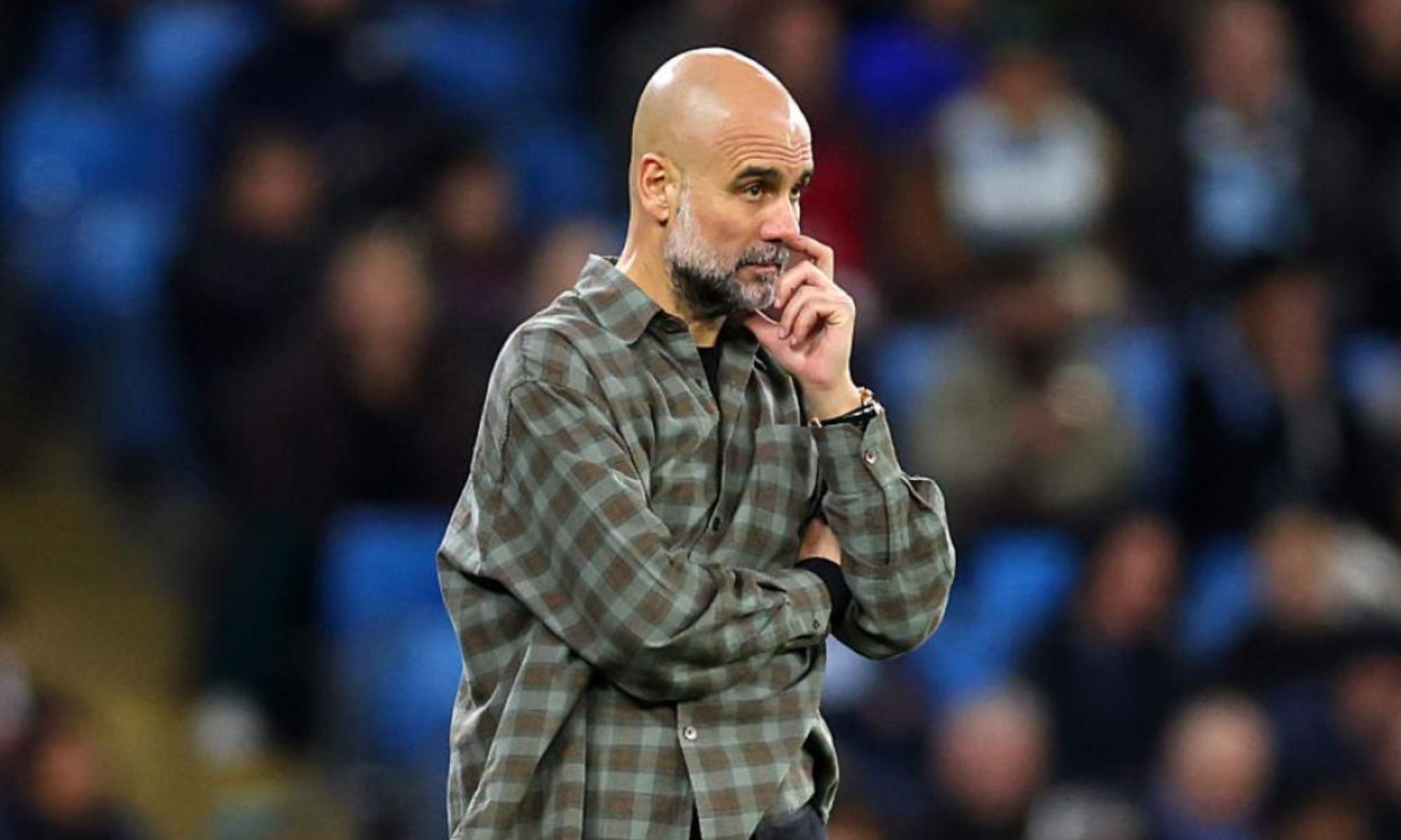 Pep Guardiola, en el partido del Etihad de este martes entre el Manchester City y el Real Madrid.