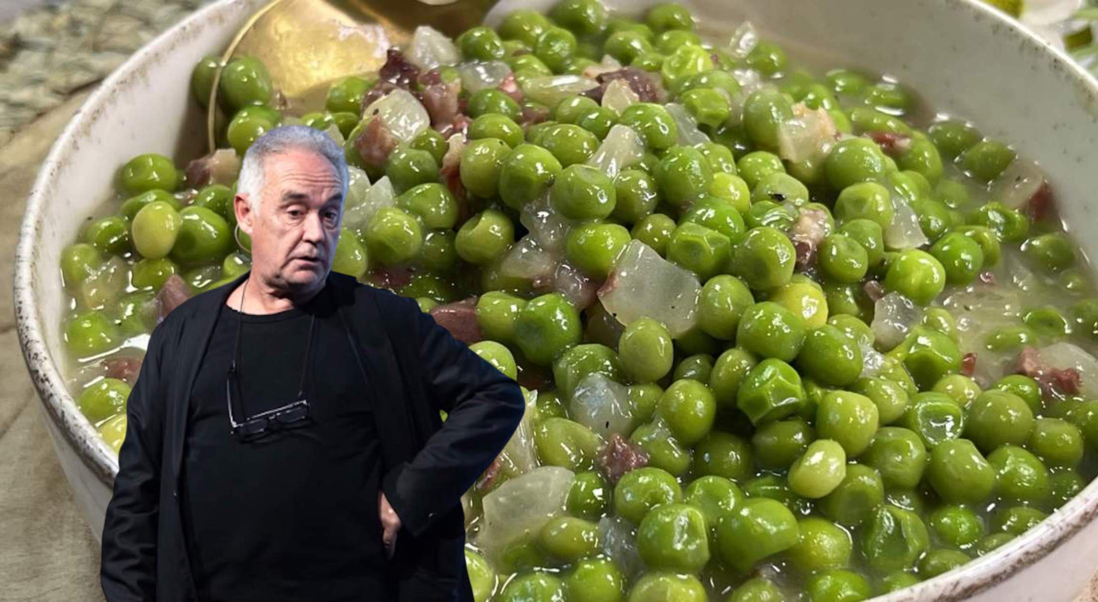 El truco de Ferran Adrià para los guisantes con jamón