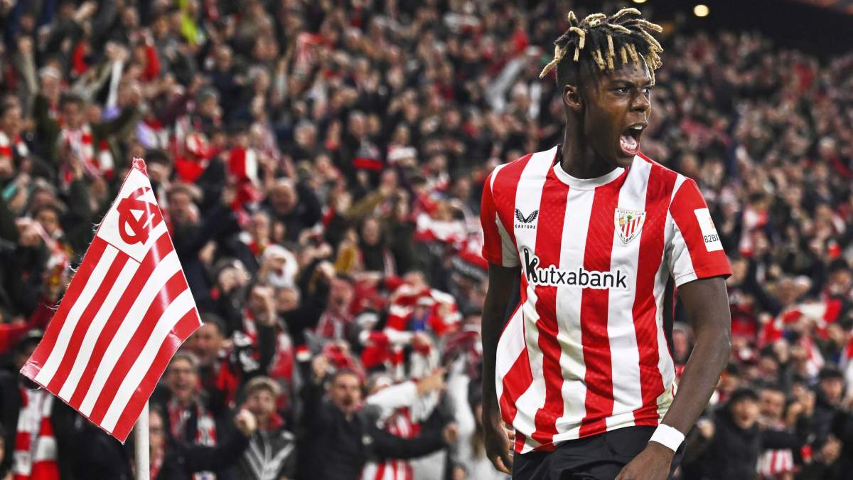 Nico Williams celebrando un gol con el Athletic Club de Bilbao Nico Williams celebrando un gol con el Athletic Club de Bilbao