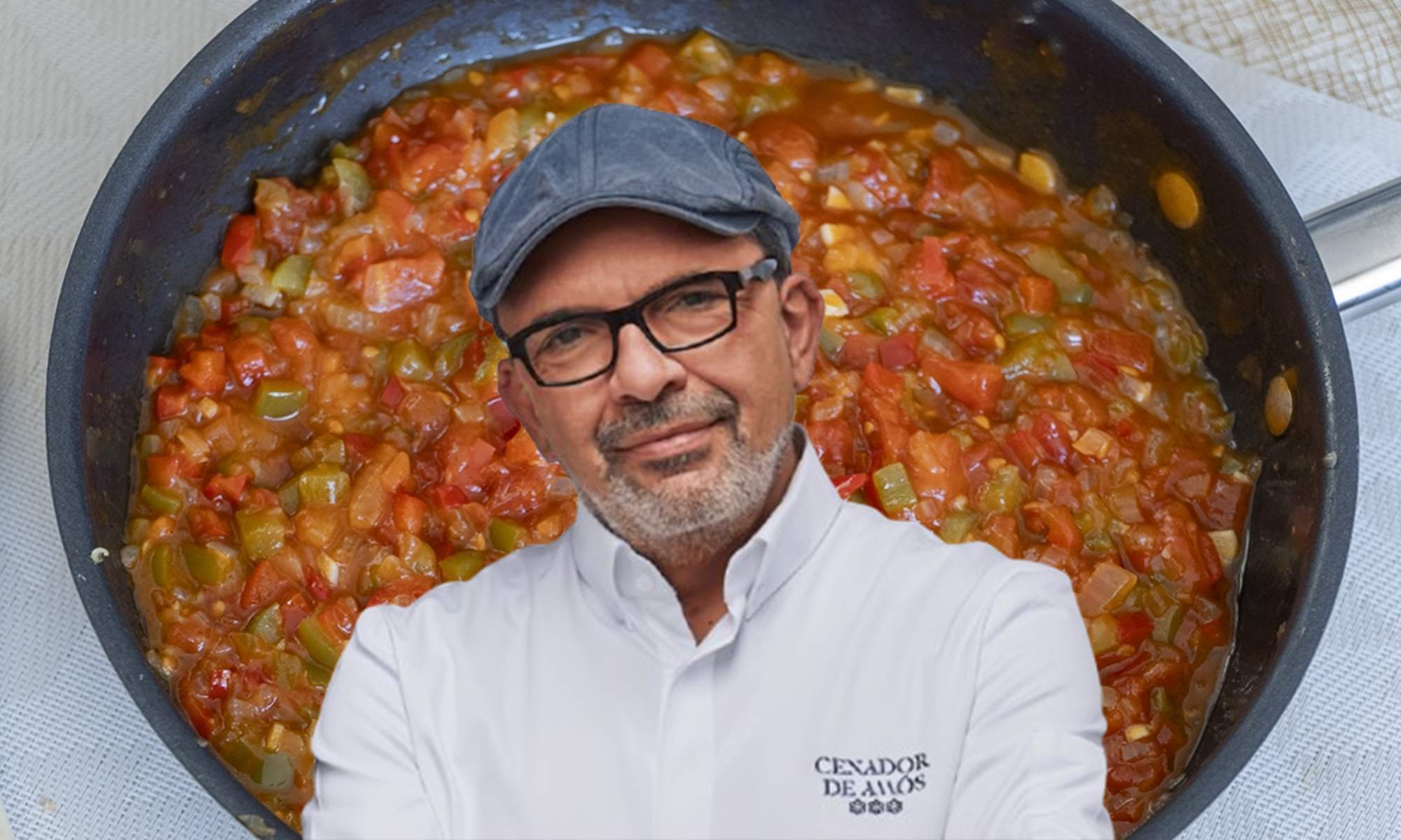 El chef Jesús Sánchez y una receta de sofrito. 