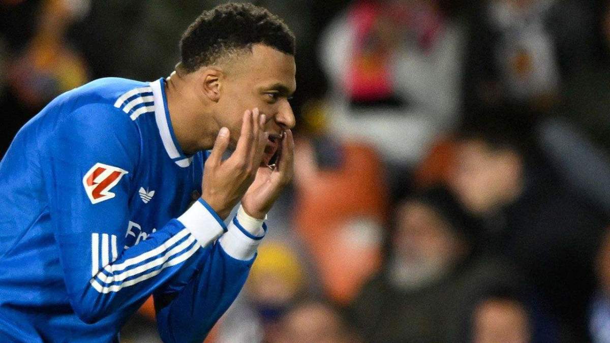Mbappé celebrando un gol con el Real Madrid