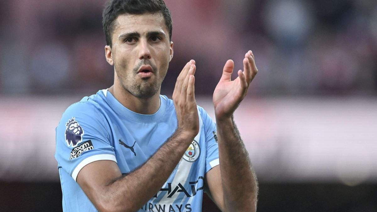 Rodri en un partido de esta temporada con el Manchester City