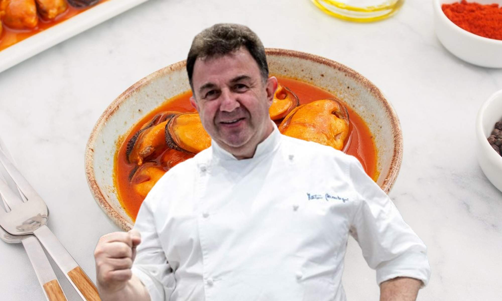Martín Berasategui y su receta de mejillones de escabeche. 