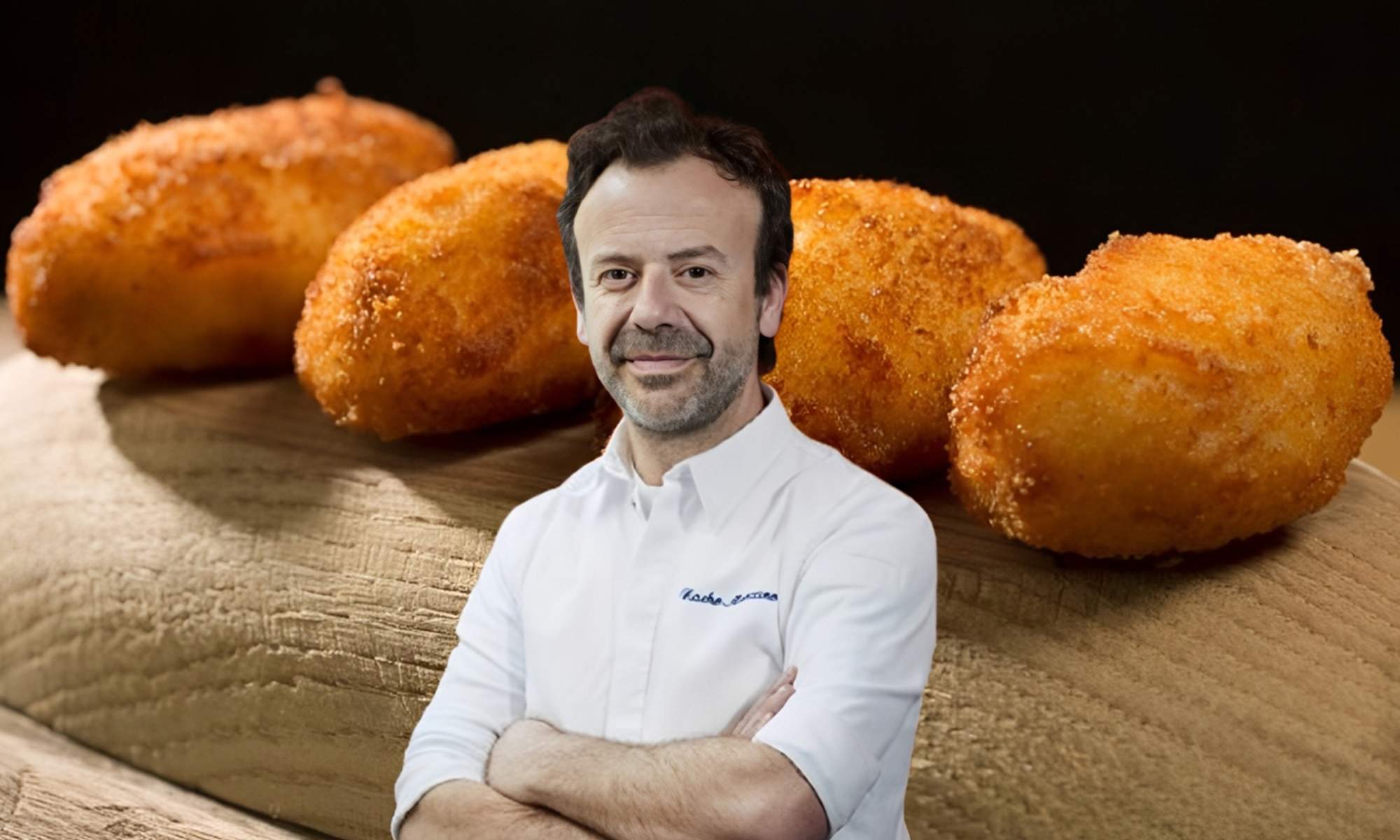 El chef Nacho Manzano y sus croquetas.