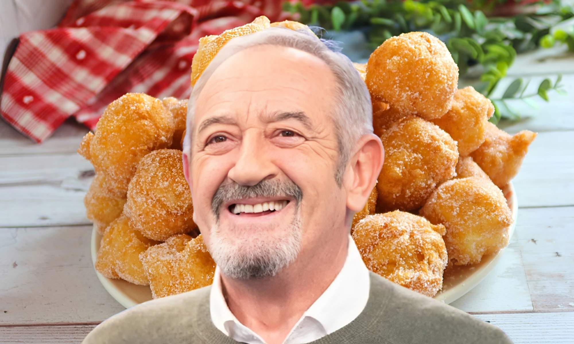 Karlos Arguiñano y un plato de buñuelos de viento.