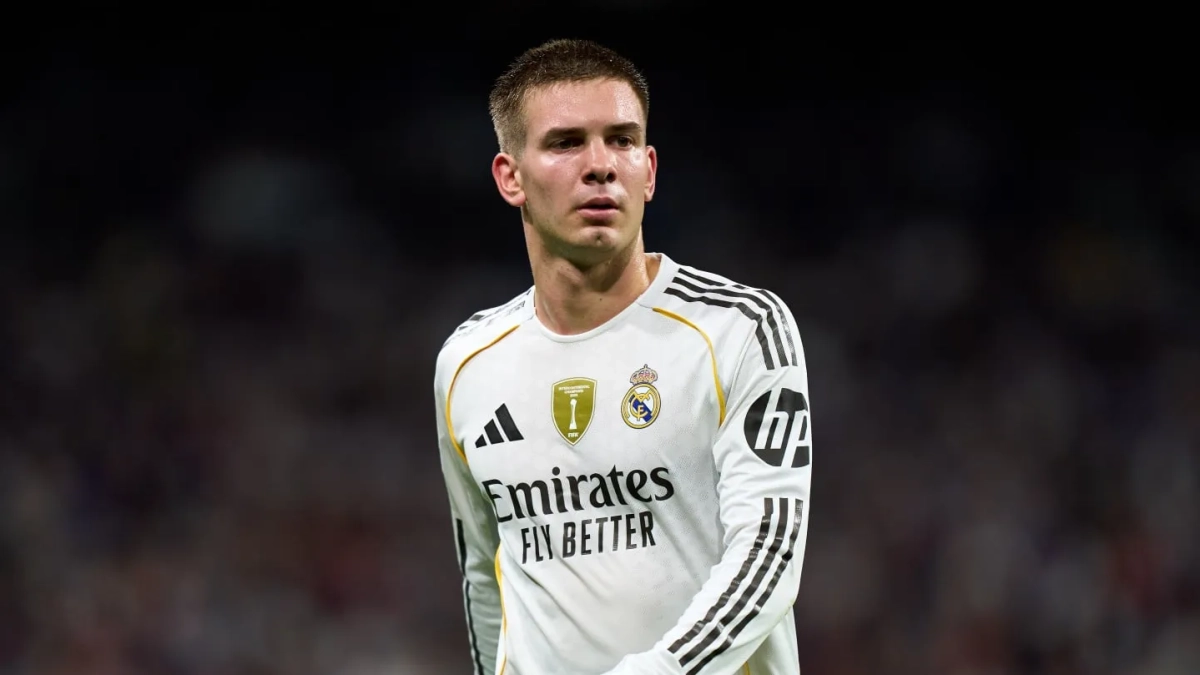 Franco Mastantuono disputando un partido con el Real Madrid. Franco Mastantuono disputando un partido con el Real Madrid.