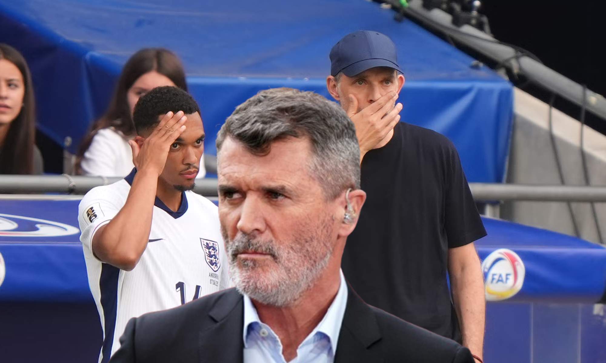 Roy Keane y Tuchel y Trent en un partido de la selección de Inglaterra.