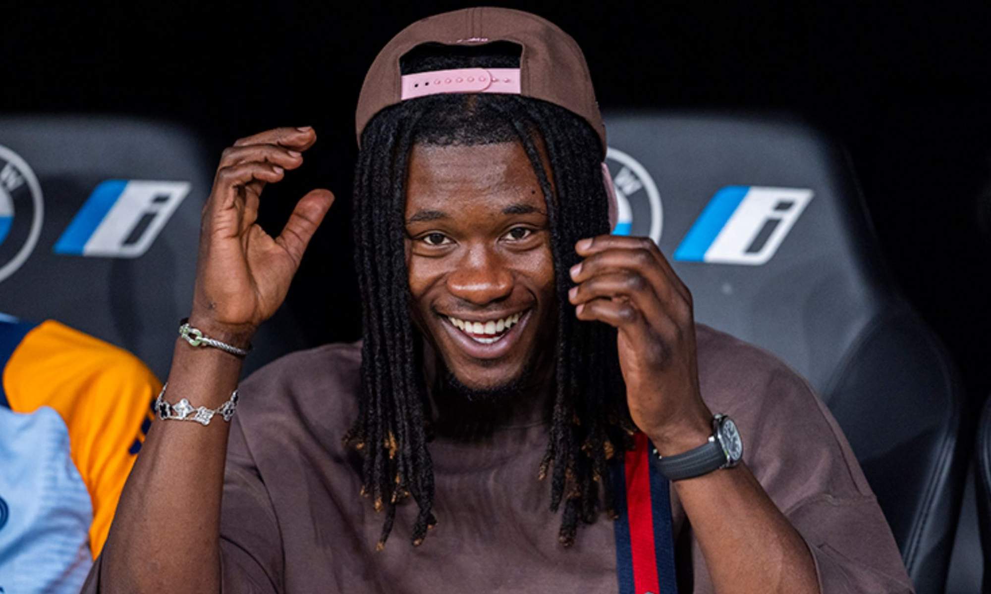 Eduardo Camavinga, en el banquillo del Santiago Bernabéu.