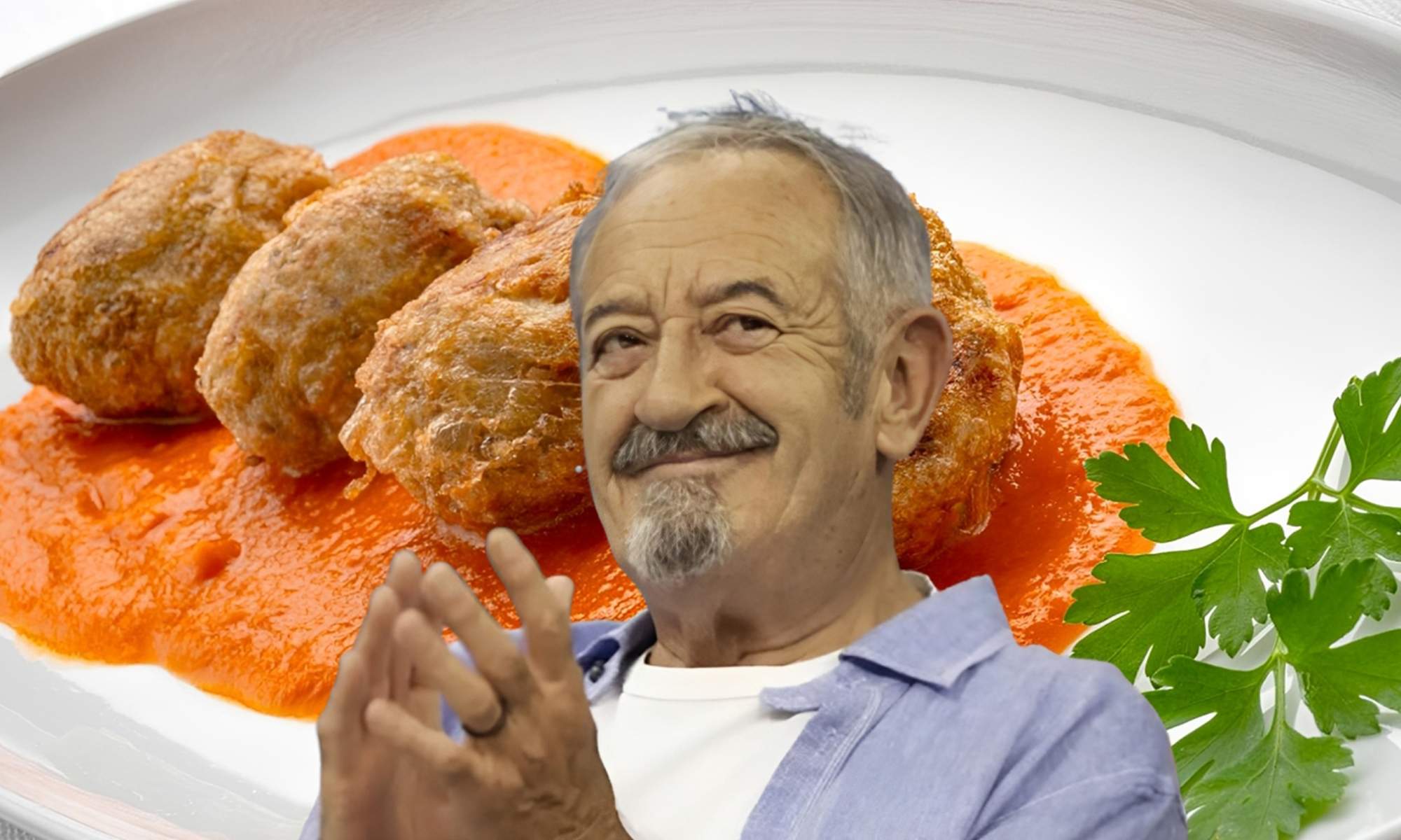 Karlos Arguiñano y un plato de albóndigas. 