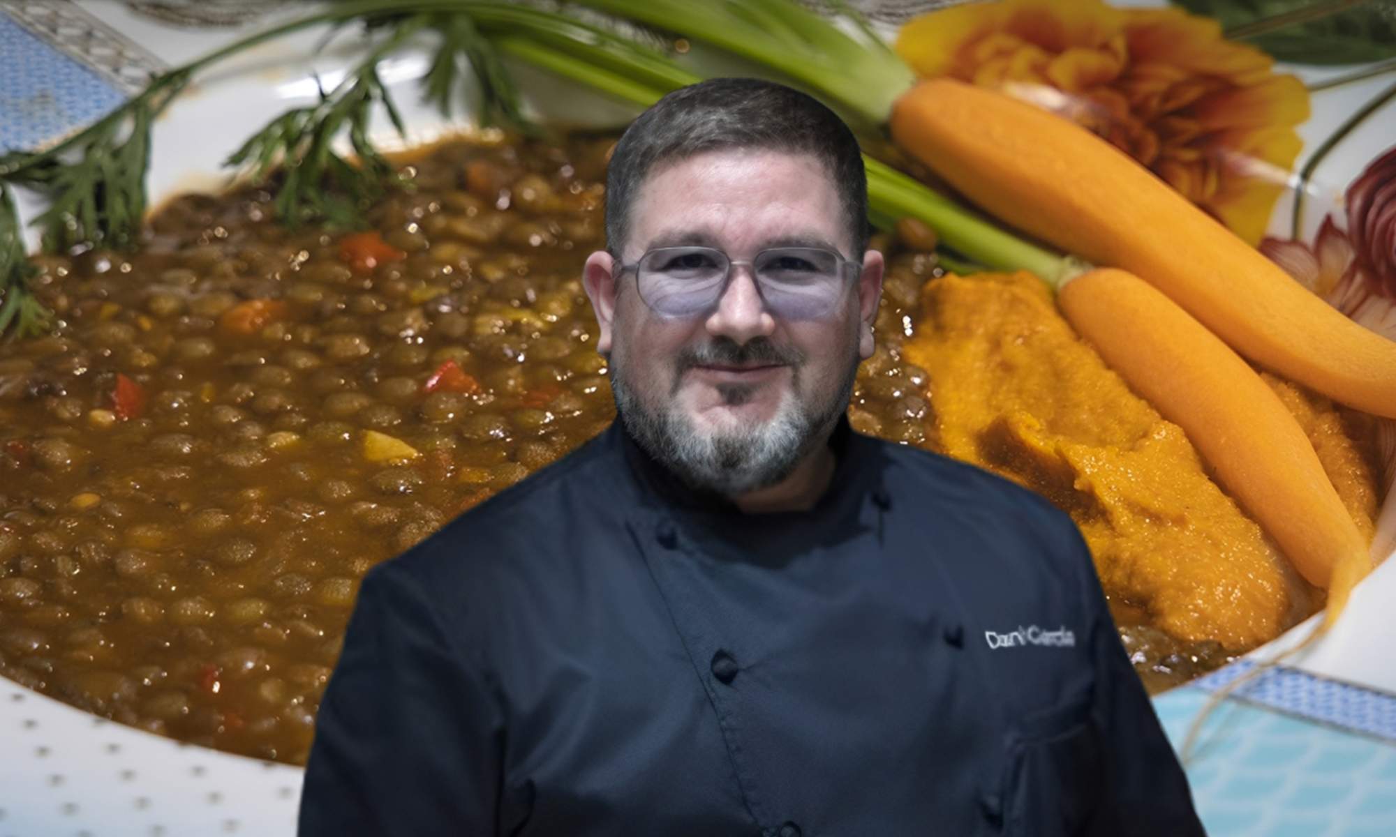 El chef Dani García y un plato de lentejas. 