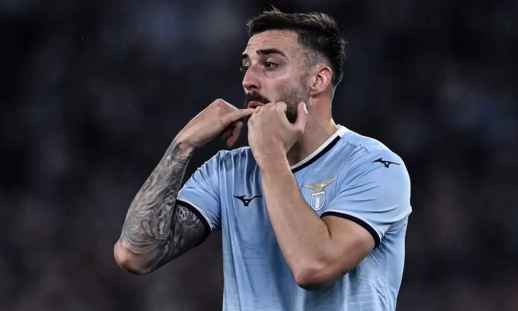 Mario Gila, en un partido con la Lazio durante esta temporada.