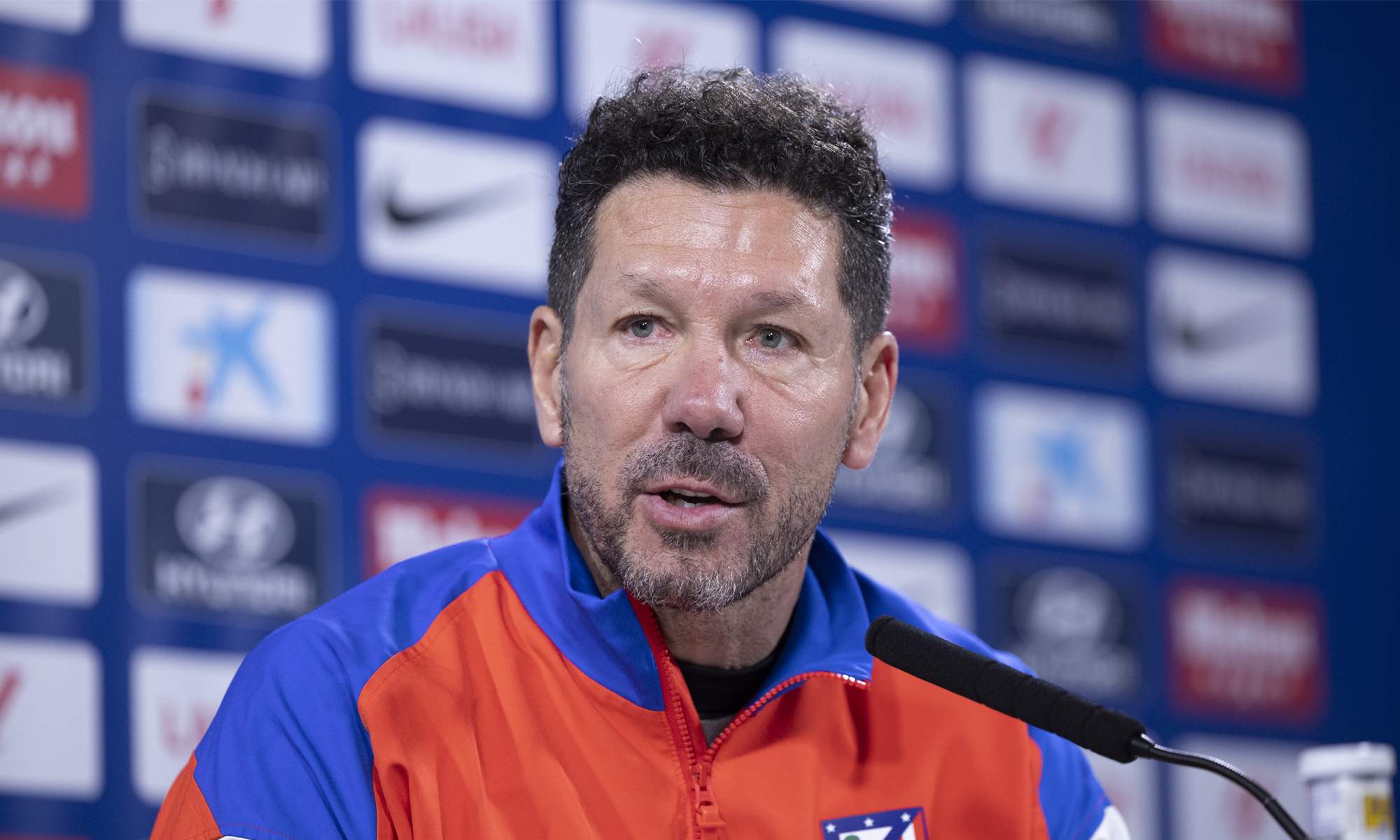 El Cholo Simeone en la rueda de prensa del Atlético de Madrid.
