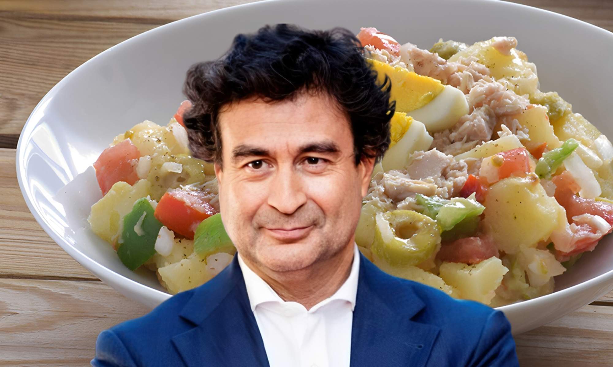 Pepe Rodríguez y una ensalada campera.