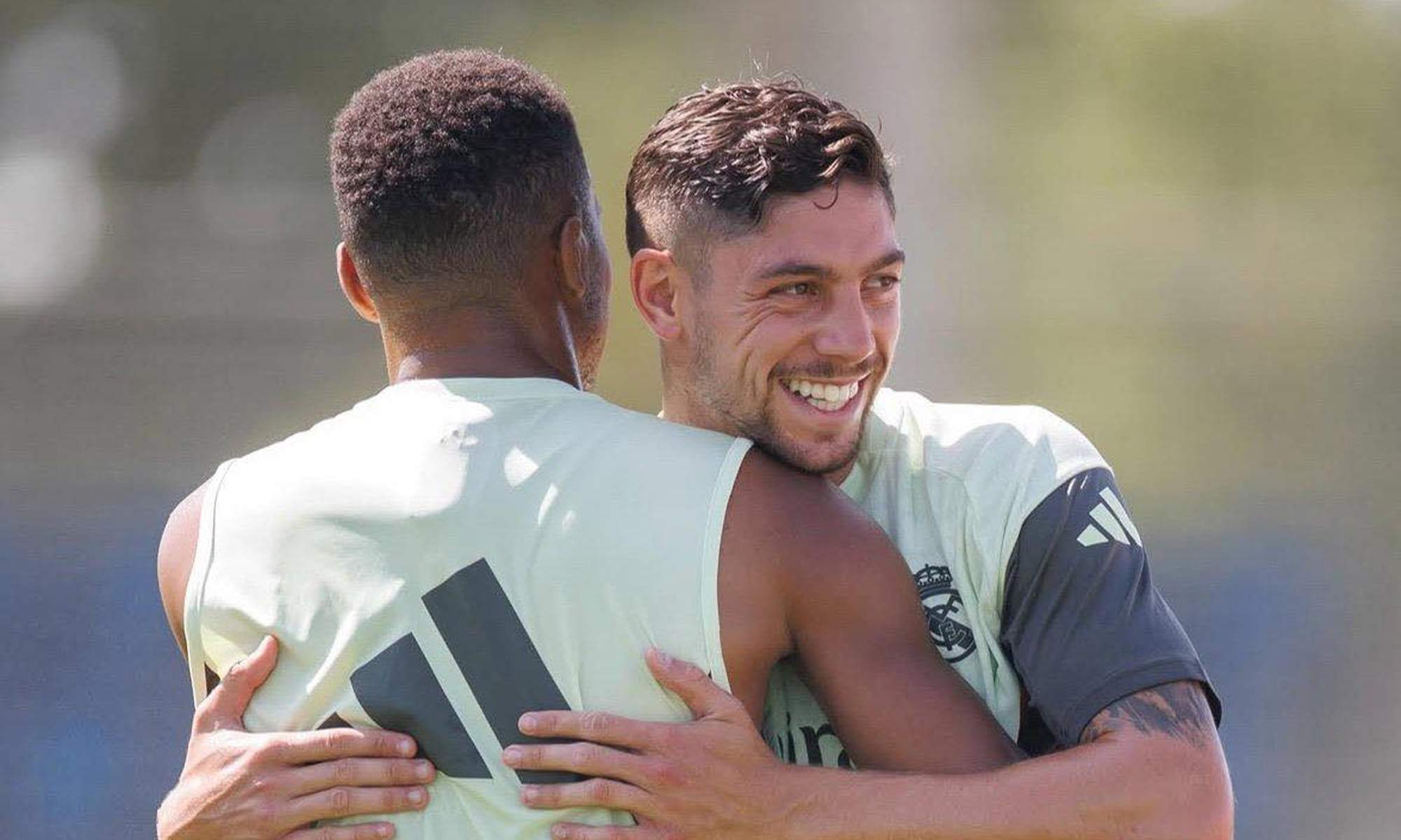 Kylian Mbappé y Fede Valverde durante un entrenamiento.