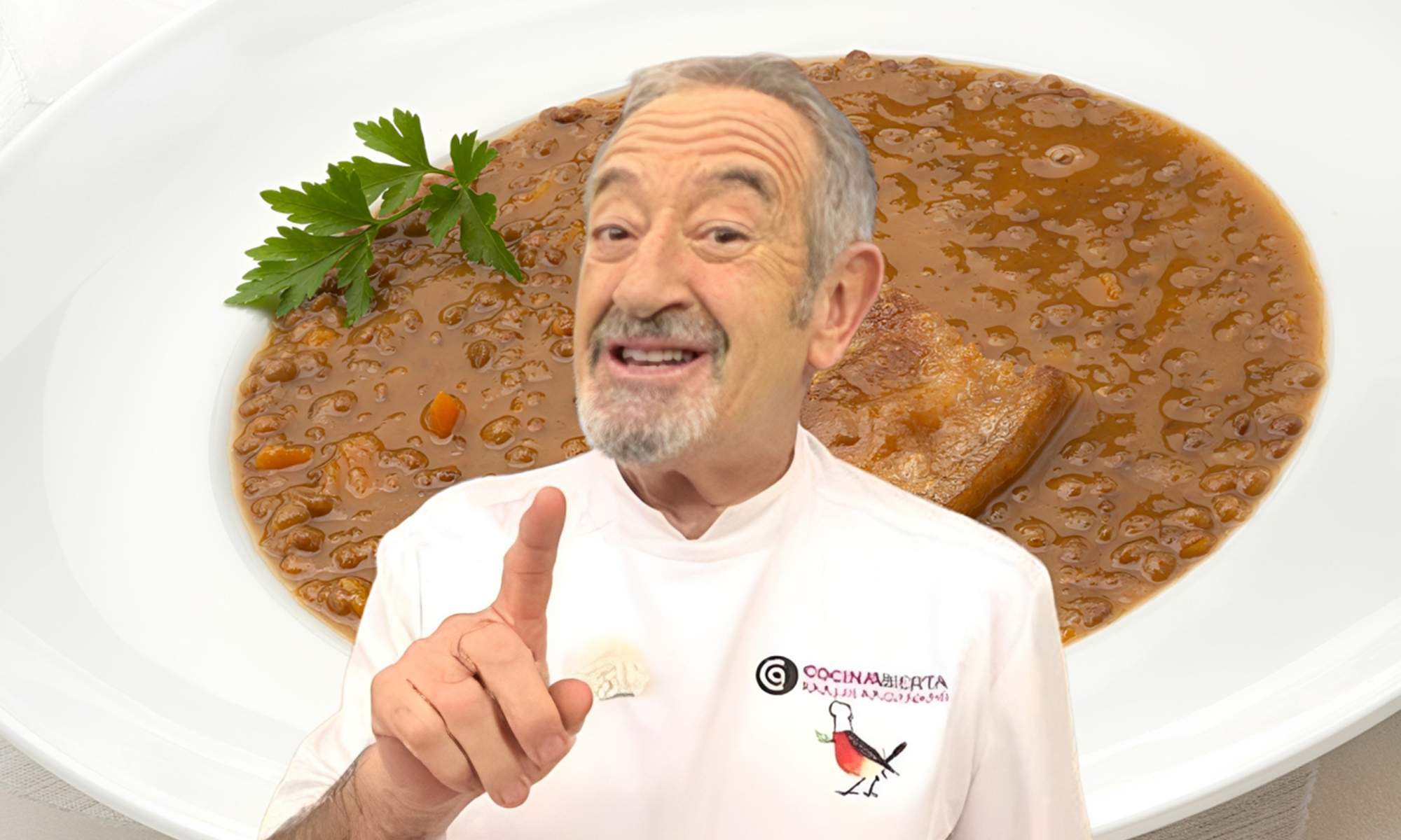 Karlos Arguiñano y un plato de lentejas.