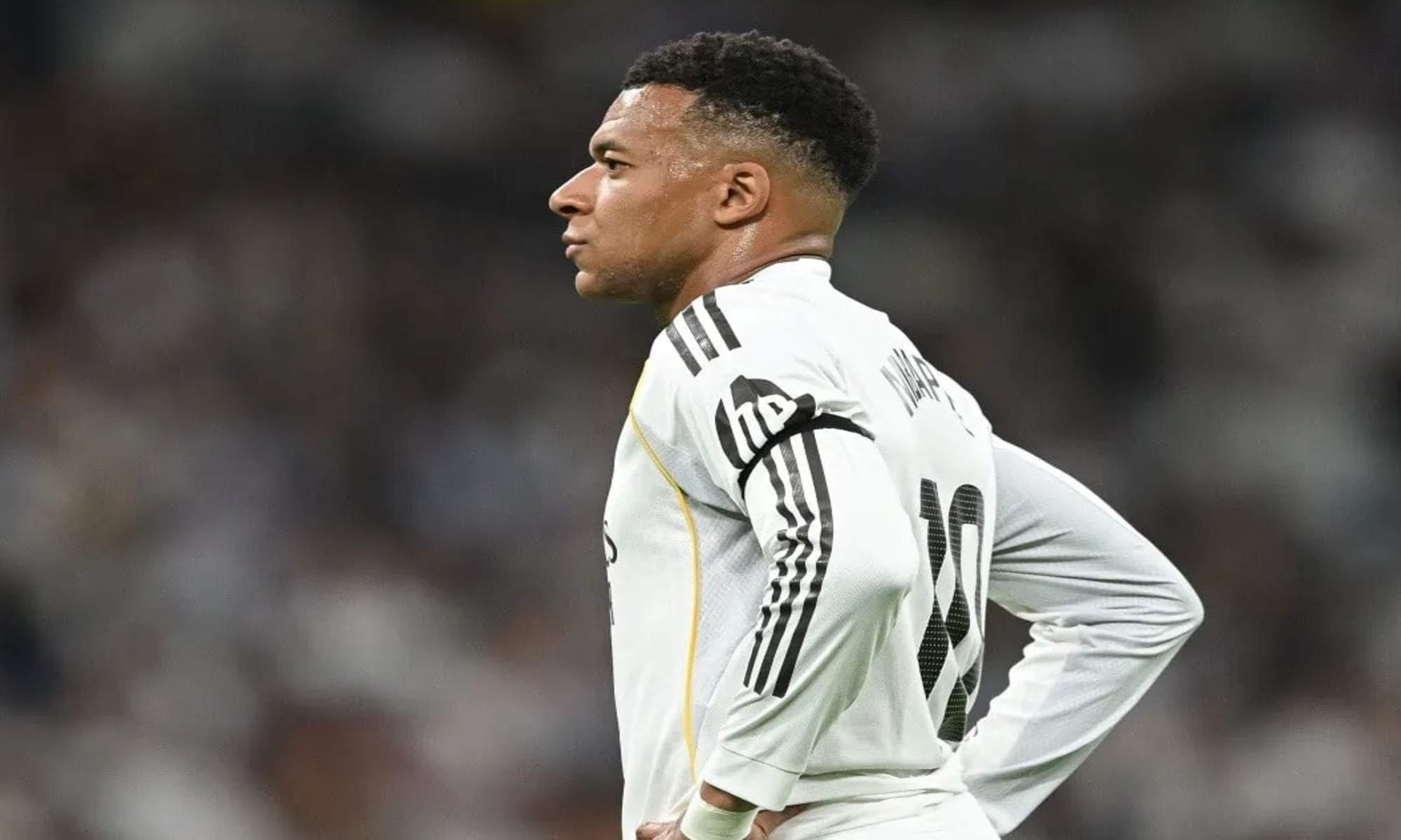 Kylian Mbappé, en un partido con el Real Madrid durante esta temporada.