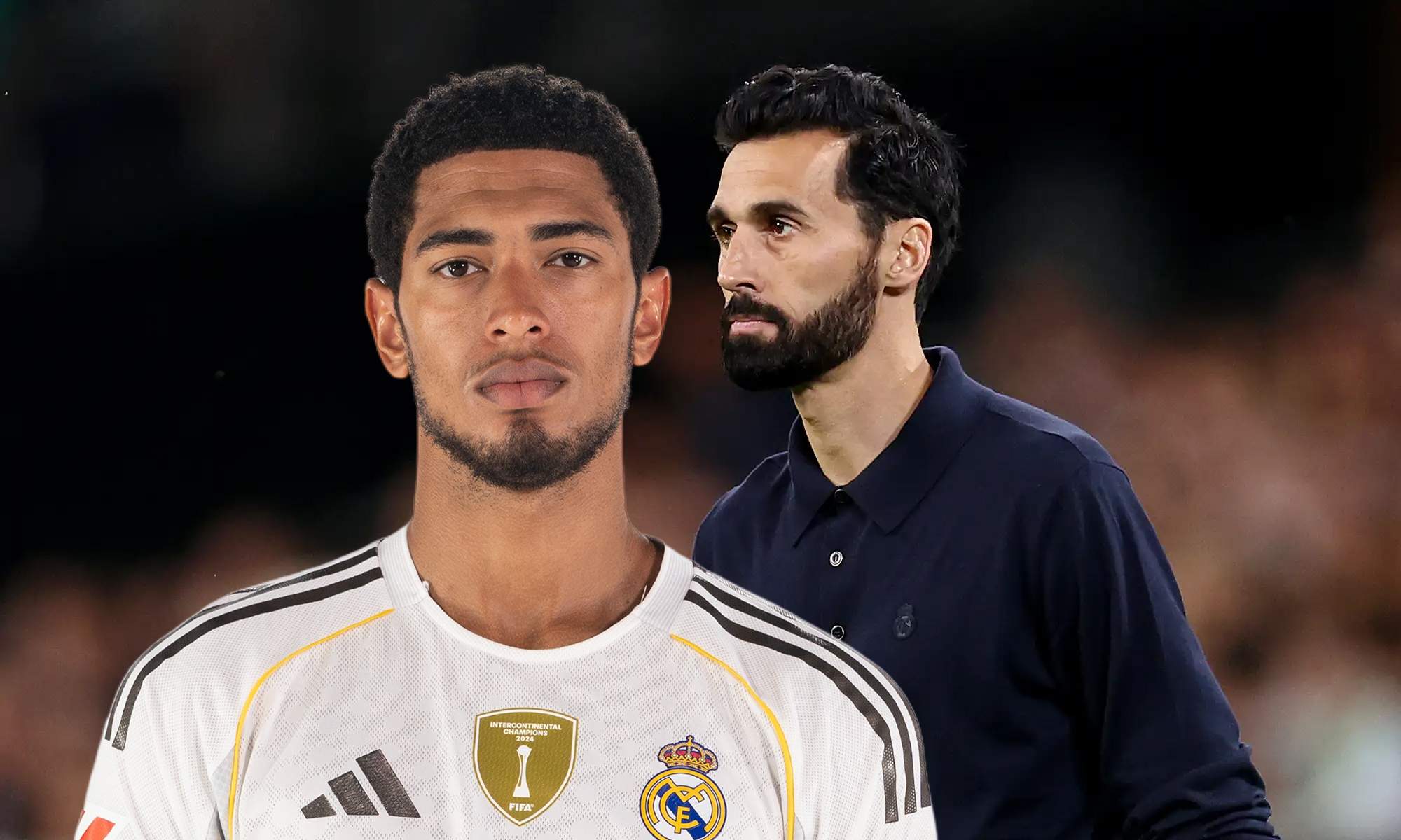 Jude Bellingham y Álvaro Arbeloa.