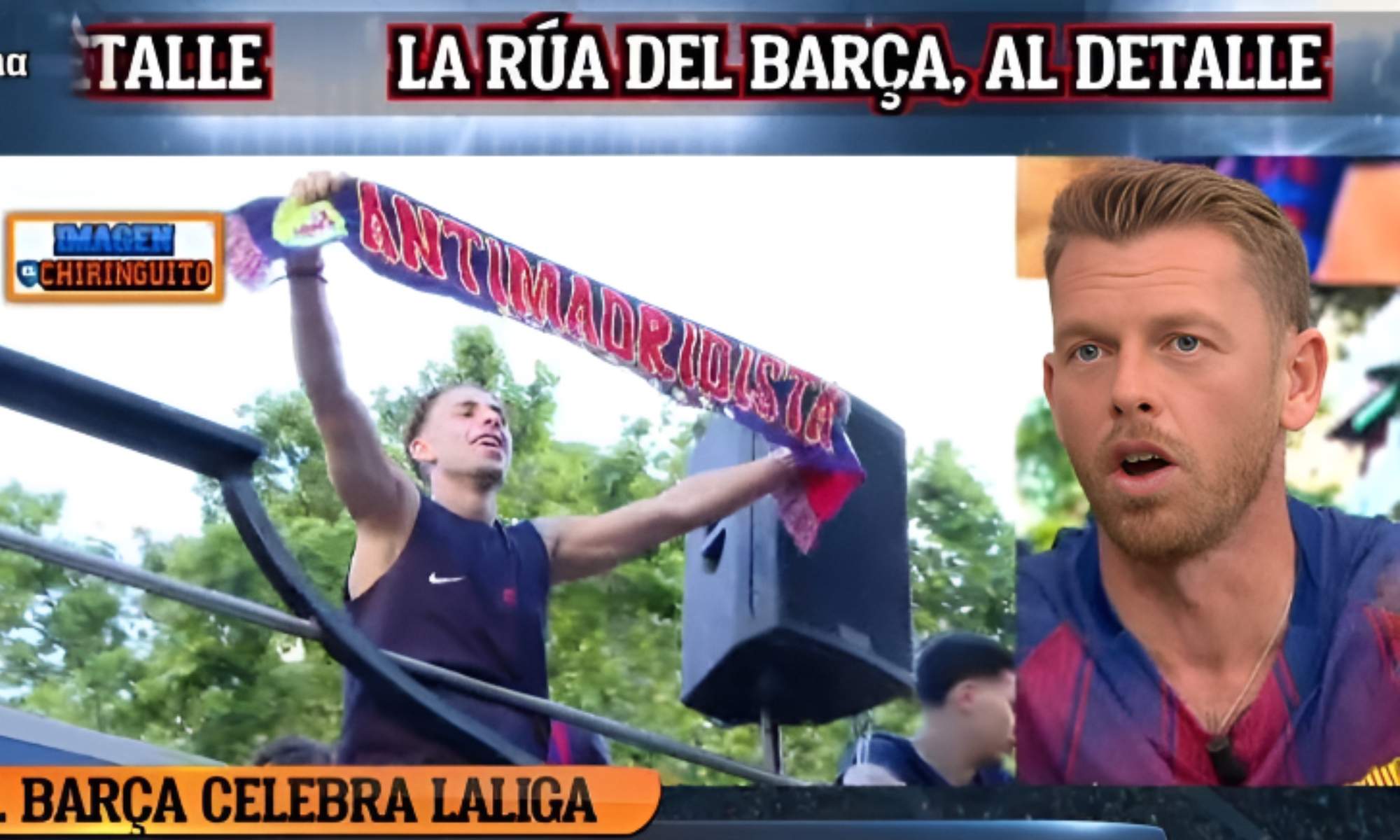 Jota Jordi volvió a mencionar al Real Madrid en la celebración del Barça por la Liga.