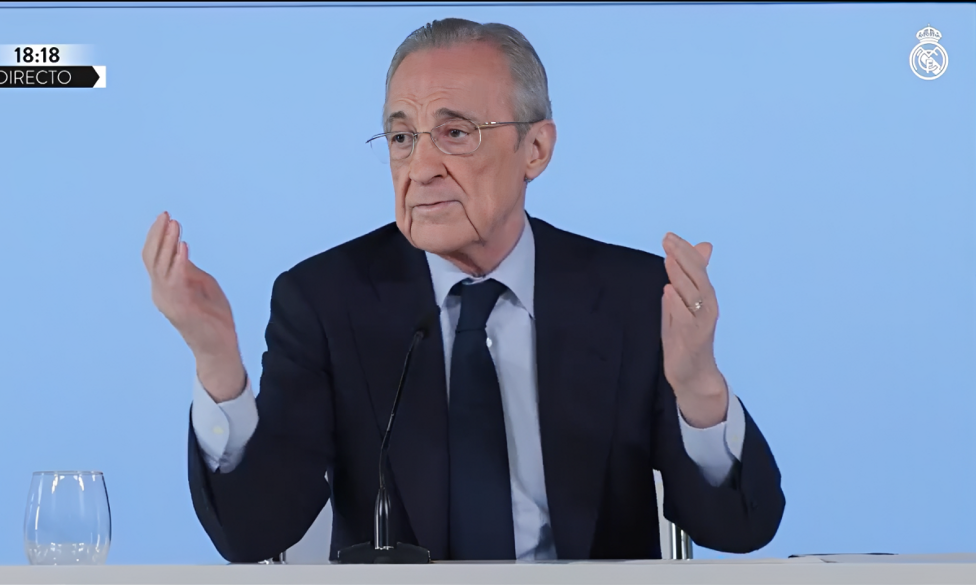 Florentino Pérez, presidente del Real Madrid, durante la rueda de prensa 