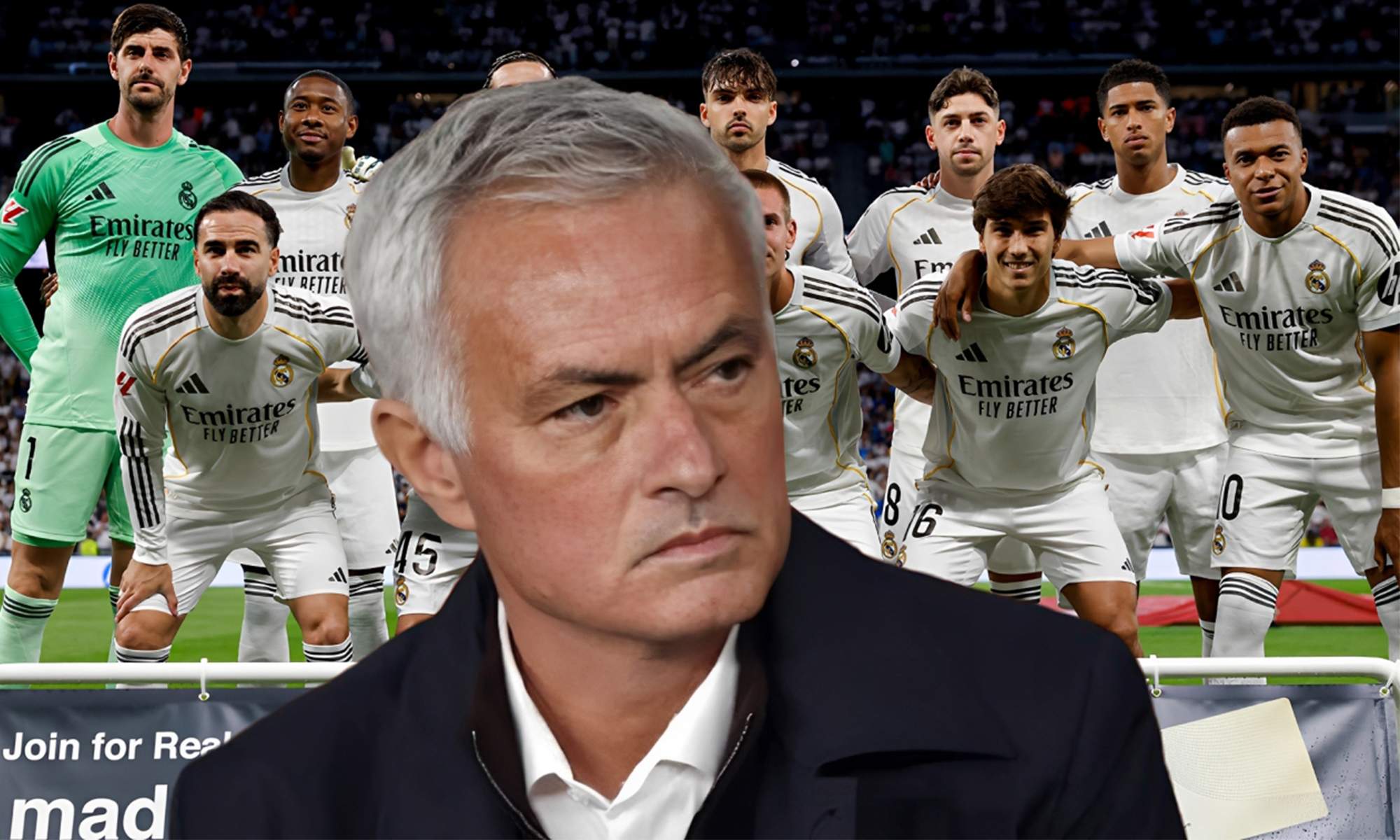 José Mourinho y el último once del Real Madrid en esta temporada. 