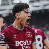 Mateus Fernandes, celebrando un gol con el West Ham durante esta temporada.
