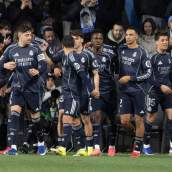 Jugadores del Real Madrid celebrando un gol. 