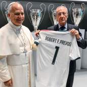 Florentino Pérez y el papa León XIV, durante la visita del sumo pontífice a Madrid.