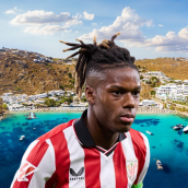 La playa de arena blanca donde descansa Nico Williams