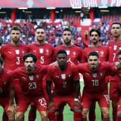 El once de Portugal antes de disputar un partido. 