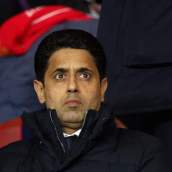Nasser Al Khelaifi, en el palco, en un partido del PSG durante esta temporada.