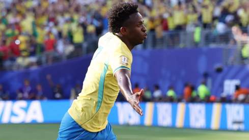 Vinicius Junior, celebrando el gol que marcó con Brasil ante Marruecos, en el debut de los sudamericanos en el Mundial 2026. Vinicius Junior, celebrando el gol que marcó con Brasil ante Marruecos, en el debut de los sudamericanos en el Mundial 2026.